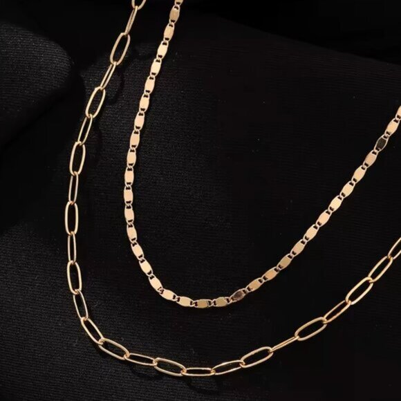 14K Gold Filled Paper Clip Layered Gold Filled Necklace - Picture 3 of 5